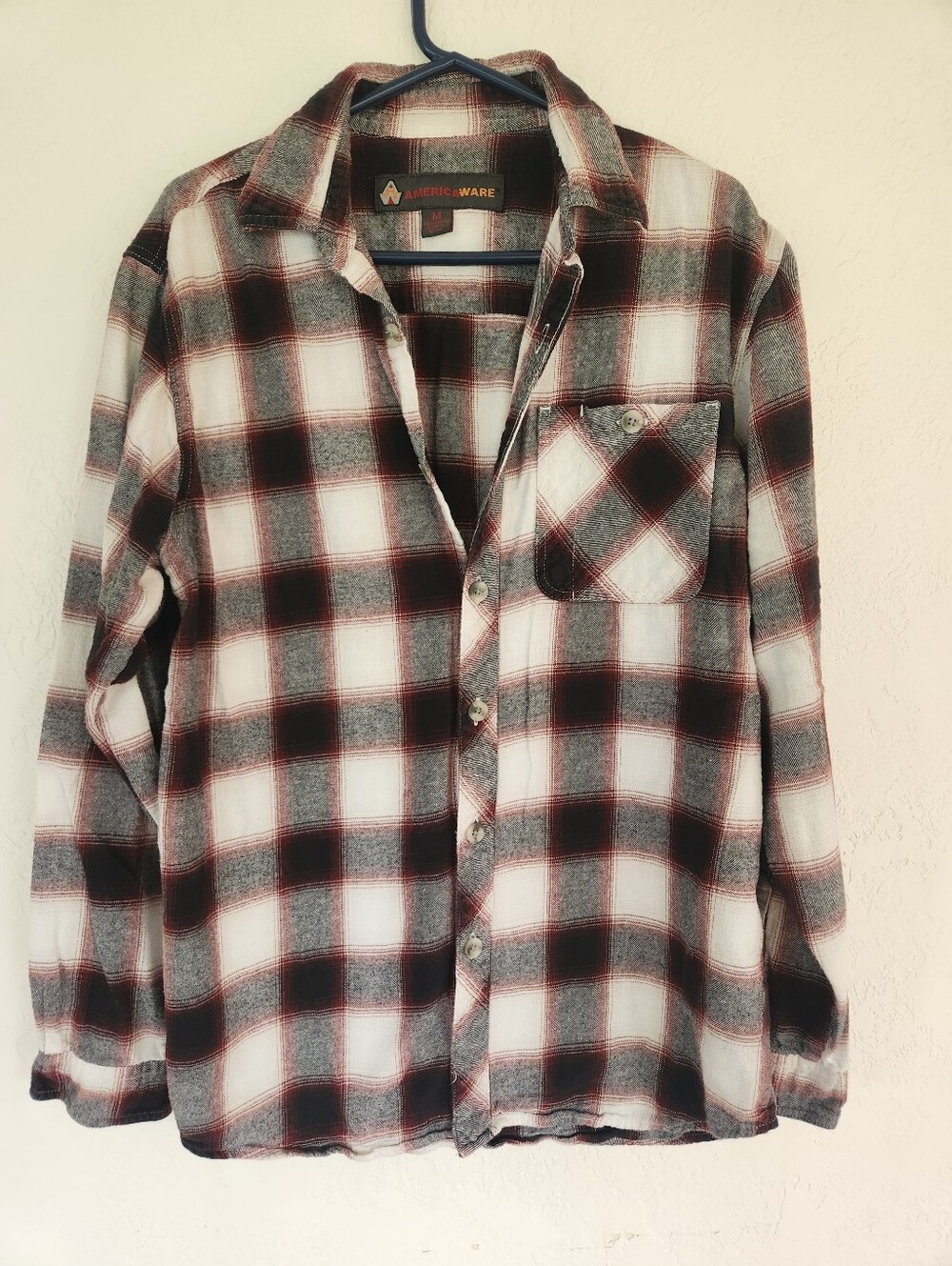 AmericaWare Red & Black Plaid Button-Up Flannel Shirt